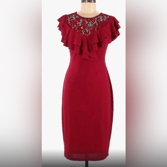Ivanka Trump Short Sleeve Red Cocktail Dress size 8 - Picture 1 of 9
